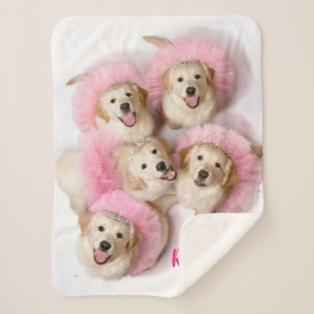 Princess Dogs in Tiaras Sherpa Blanket (Front)