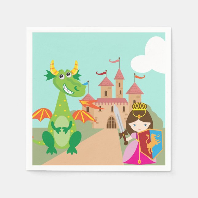 Princess Dragon and Knight Napkin (Front)