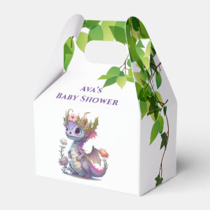 Princess Dragon Florals Girl Baby Shower Favor Box