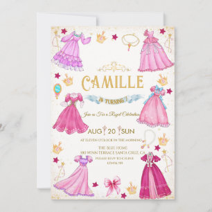  princess dress  Girl birthday Party Invitation