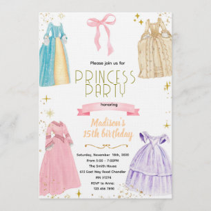 Princess Dresses Birthday Invitation