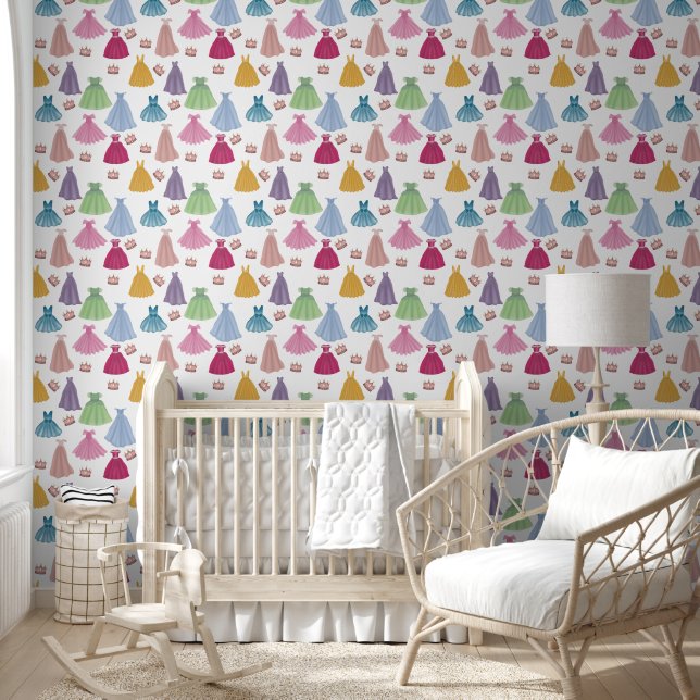 Princess Dresses Fairytale Girl Nursery Bedroom Wallpaper (Kids)