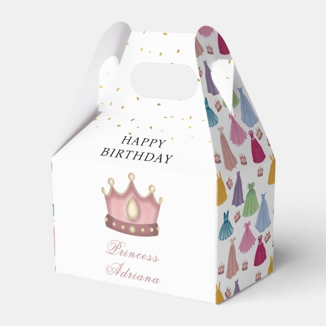 Princess Dresses Fairytale Little Girl Birthday Favor Box (Front Side)