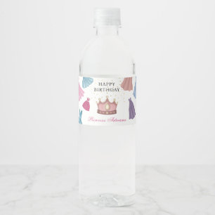 Princess Dresses Fairytale Little Girl Birthday Water Bottle Label