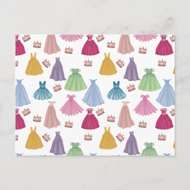 Princess Dresses Fairytale Little Girl Pattern Postcard (Front)