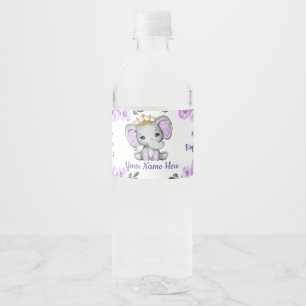 Princess Elephant Gold Crown Water Label Floral