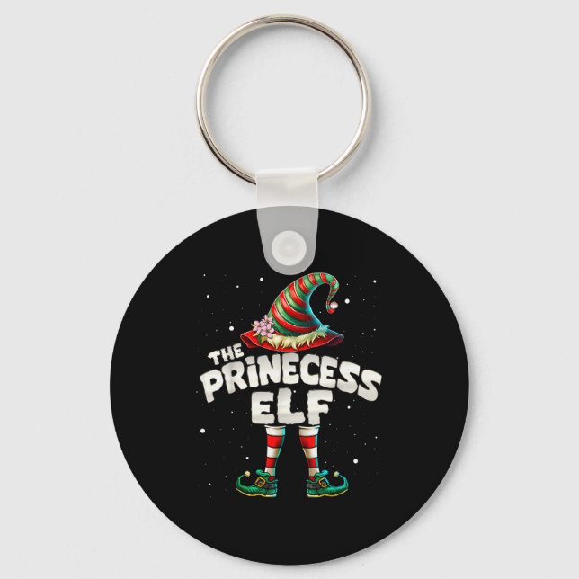 Princess Elf Family Matching Group Christmas Girls Keychain (Front)