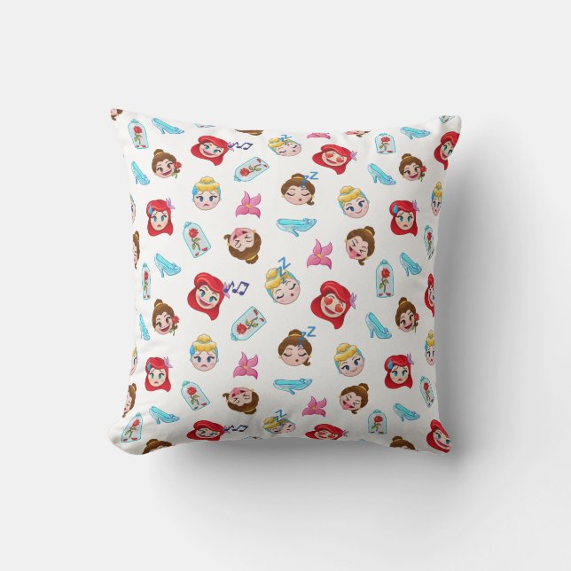 Princess Emoji Pattern Throw Pillow (Front)