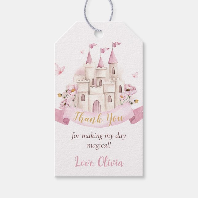 Princess Fairytale Castle Girl Birthday Gift Tag (Front)