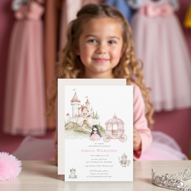 Princess Fairytale Pastel Pink Invitation d'annive (Créateur téléchargé)