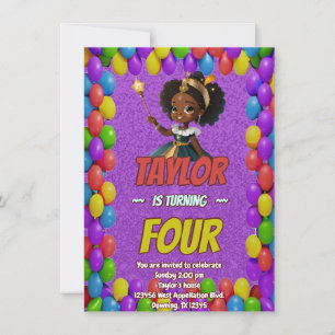 Princess Fairytale Royal Joli Invitation d'anniver