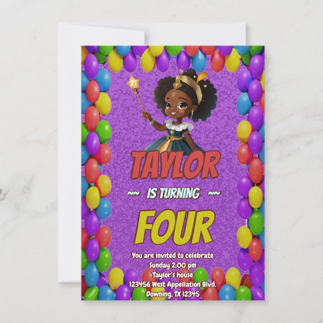 Princess Fairytale Royal Pretty Birthday Invite  (Front)