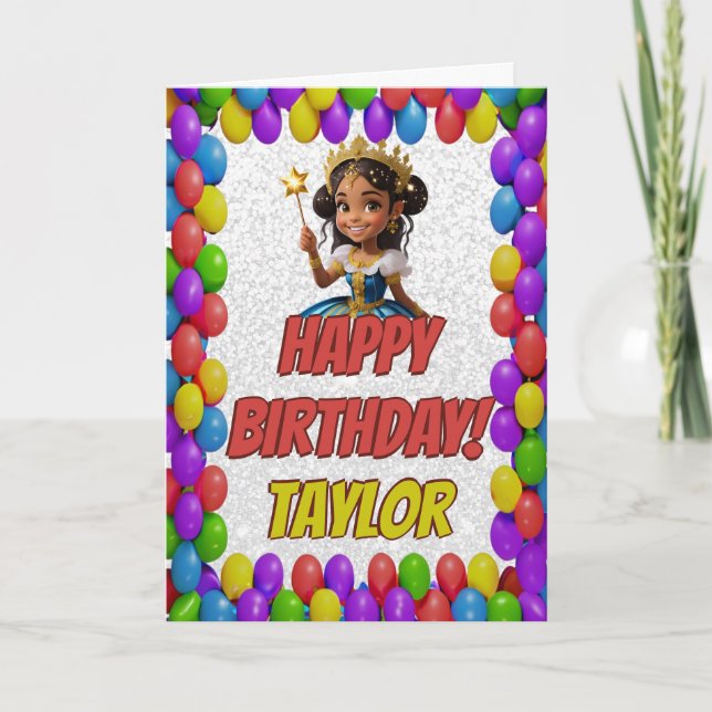 Princess Fairytale Royal Pretty Greeting Birthday Card (Front)