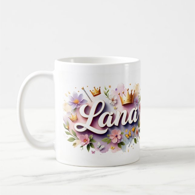 Princess Floral Custom Mug – Personalized Name (Left)