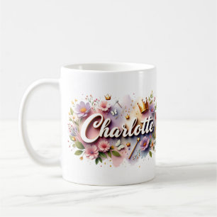 Princess Floral Custom Mug – Personalized Name