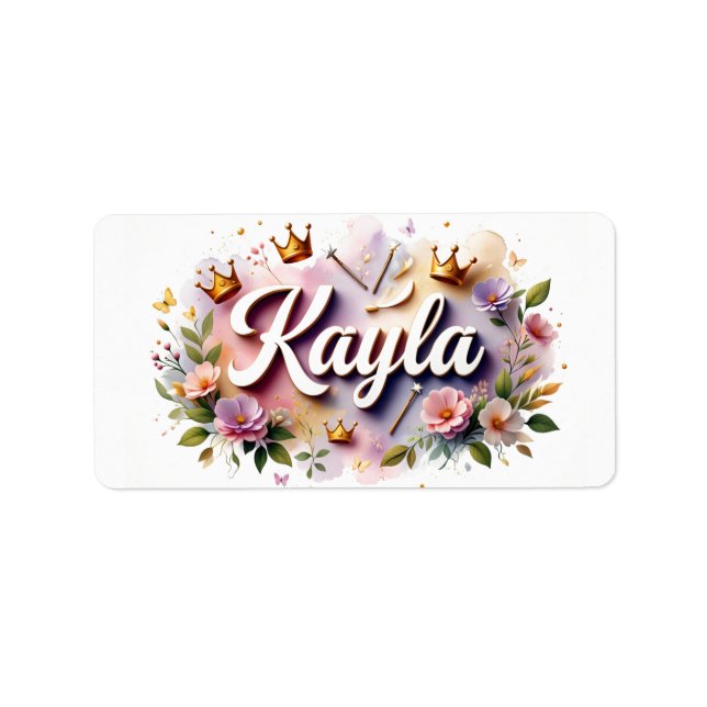 Princess Floral Name Labels – Personalized Sticker (Front)