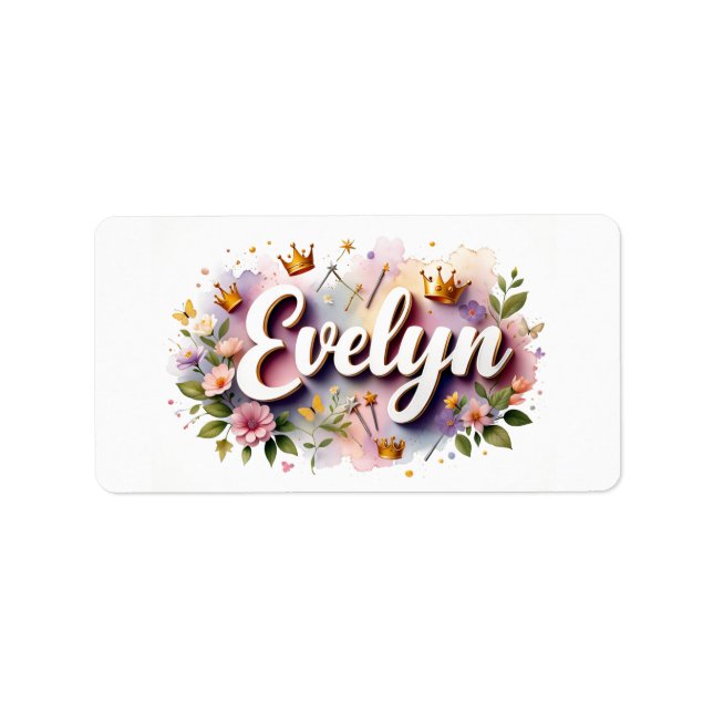 Princess Floral Name Labels – Personalized Sticker (Front)