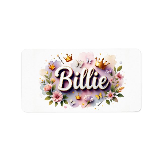 Princess Floral Name Labels – Personalized Sticker (Front)