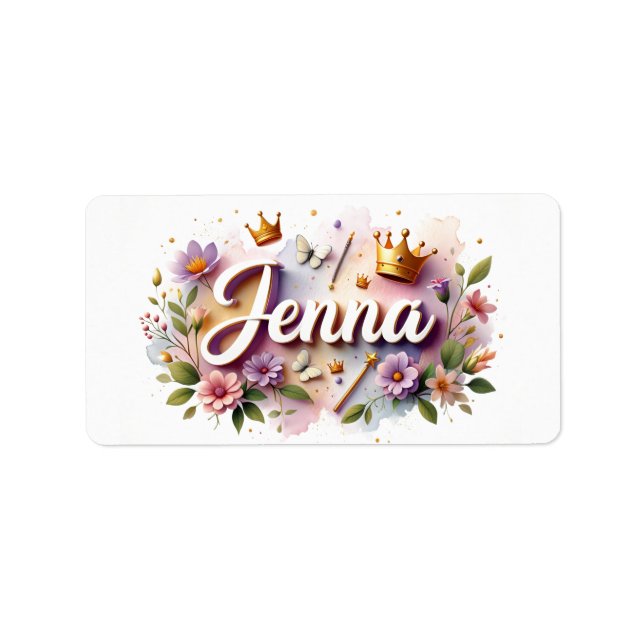 Princess Floral Name Labels – Personalized Sticker (Front)
