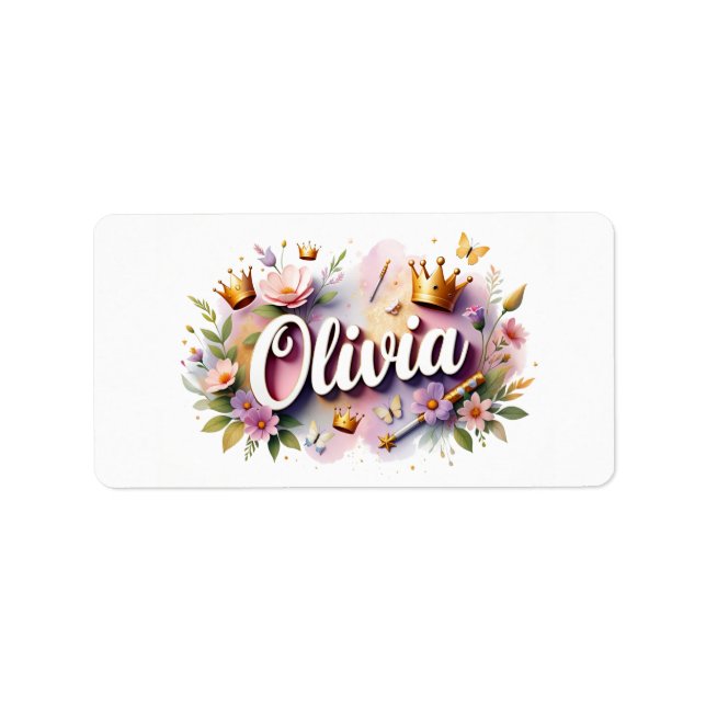 Princess Floral Name Labels – Personalized Sticker (Front)