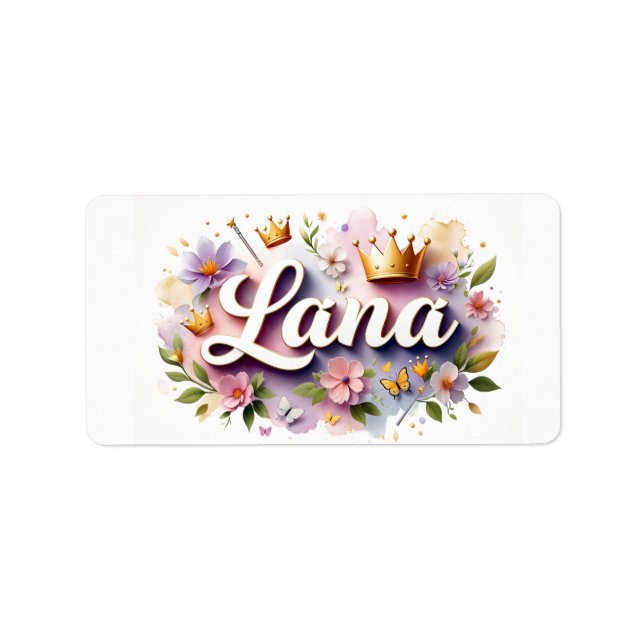 Princess Floral Name Labels – Personalized Sticker (Front)