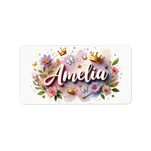 Princess Floral Name Labels – Personalized Sticker