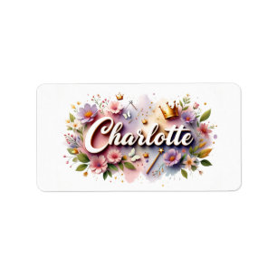 Princess Floral Name Labels – Personalized Sticker