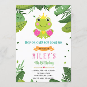 Princess frog party birthday invite