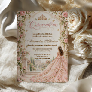 Princess Garden Quinceañera Blush Pink Invitation