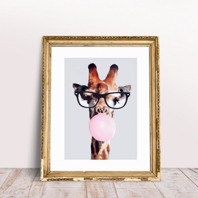 Princess Giraffe Blowing Pink Bubble gum Photo Print (Creator Uploaded)