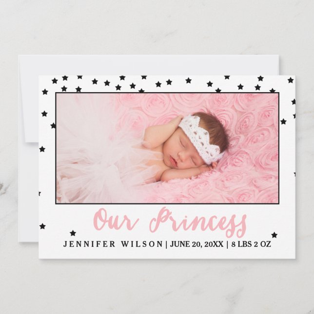 Princess Girl Baby Carte photo Faire-part de naiss (Devant)
