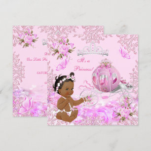Princess Girl Baby Shower Pink Carriage Ethnic Invitation