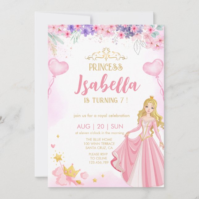  princess  Girl birthday Invitation (Front)