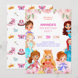 Princess Girl Birthday Party 3rd Years Invitation