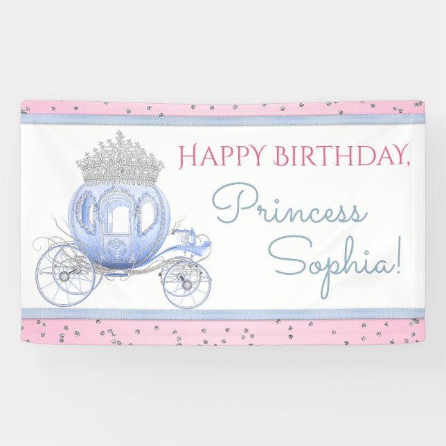 Princess Girls Bannière de fête d'anniversaire (Horizontal)