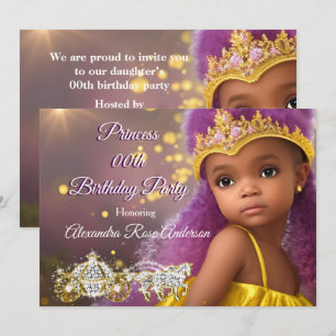 Princess Girls Birthday Party tiara purple ethnic  Invitation