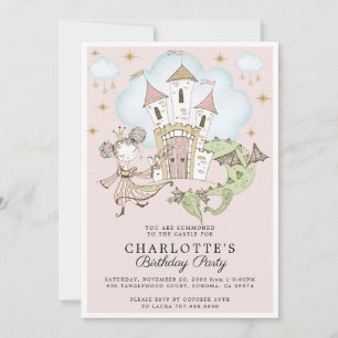 Princess Girl's Pink Gold Birthday Invitation