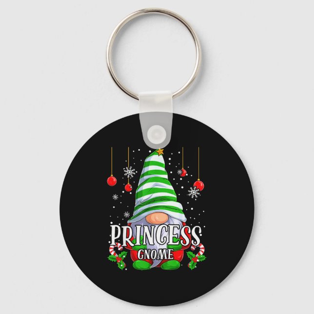 Princess Gnome Christmas Pajamas Matching Family G Keychain (Front)