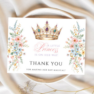 Princess Gold Crown Floral Baby Shower Thank  you Card