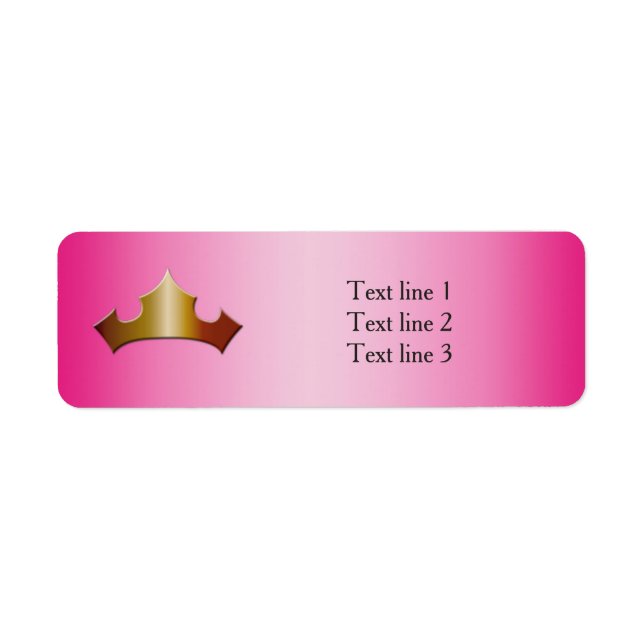 Princess Gold Crown Pink Party Address Labels (Front)