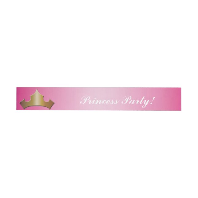 Princess Gold Crown Pink Party Wrap Around Labels (Individual)