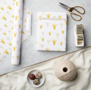 Princess Gold Crown Wrapping Paper