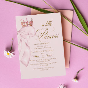 Princess Gold Pink Girl Baby Shower Invitation