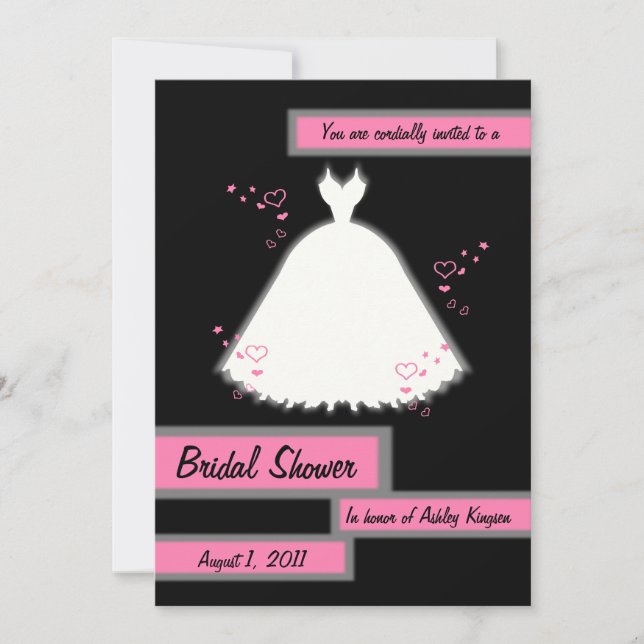 Princess Gown & Hearts Bridal Shower Invitation 3 (Devant)