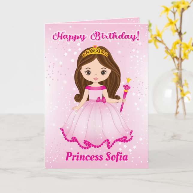 Princess Happy Birthday Card | Add any Age  (Yellow Flower)