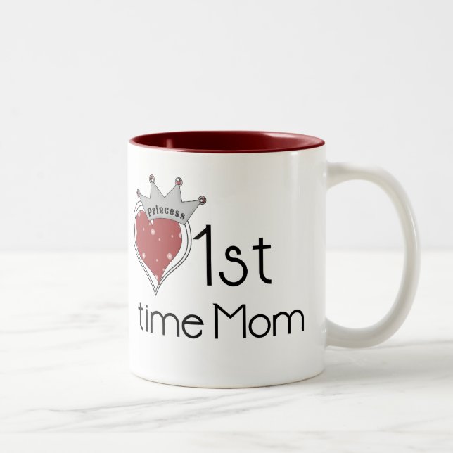 Princess Heart 1st Time Mom Tshirts and Gifts Two-Tone Coffee Mug (Right)