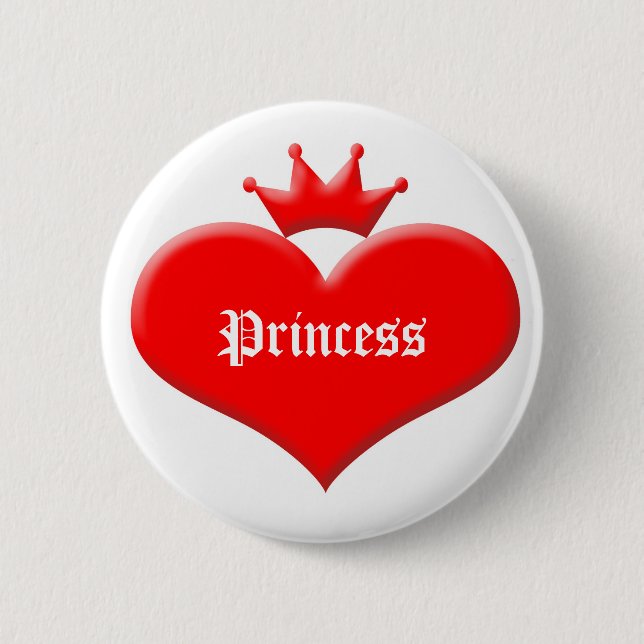 Princess heart 2 inch round button (Front)