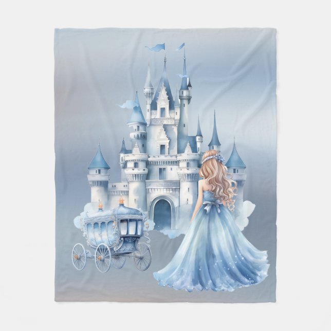 Princess Horse Is Turning 3 Birthday Party Gift Fleece Blanket (Front)