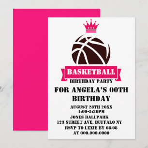 Princess Hot Pink Basketball Invitation de fête d'
