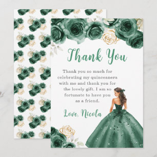 Princess in a Green Dress Quinceanera Thank You